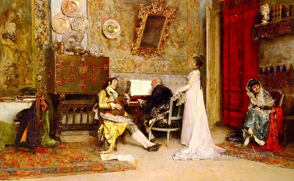 y The Music Lesson realist lady Raimundo de Madrazo y Garreta Oil Paintings